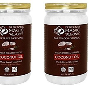 Dr. Bronner's Whole Kernel Coconut Oil (Pack of 2) 30 oz Jars