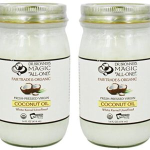 Dr Bronner's Fresh-pressed Virgin Coconut Oil (Pack of 2) 14 fl. oz jars