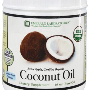 Emerald Labs - Certified Organic Extra Virgin Pure Coconut Oil - 16 oz.(Pack of 2)