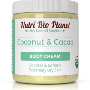 NutriBioPlanet Coconut Oil & Cacao Butter Body Cream Moisturizer (8 Ounce)