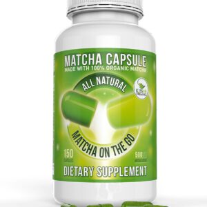 Organic Matcha Green Tea Capsule - Powerful antioxidant and energy booster- Japanese (150 easy-to-swallow capsules)