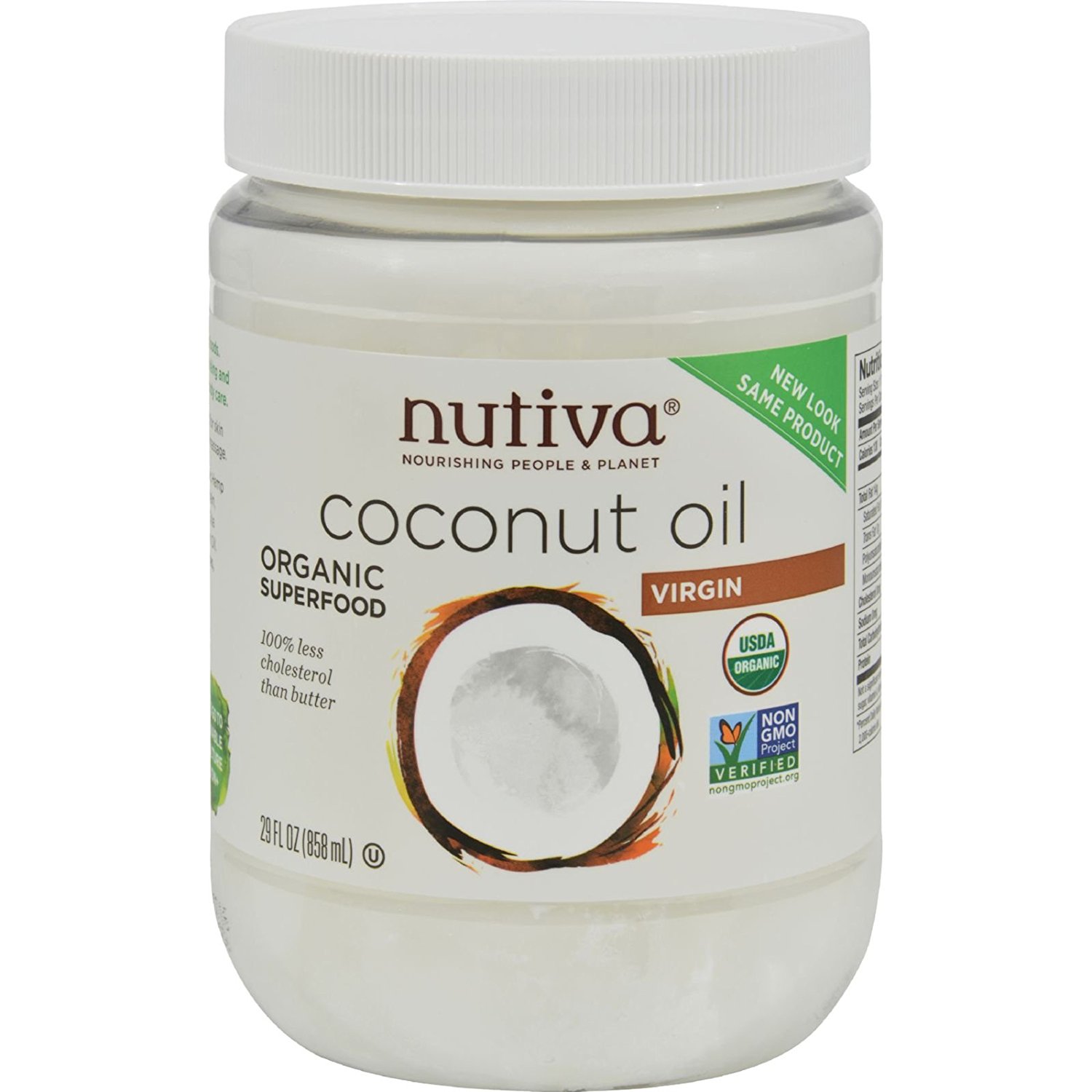 Nutiva Organic Virgin Coconut Oil - 29 oz - 95%+ Organic - Gluten Free - Non-GMO and Zero Trans Fats - Vegan