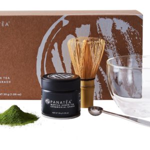 PANATEA Matcha Green Tea Set 100% Pure Ceremonial Grade Japanese Matcha Powder - Includes 30 Gram Matcha Tin