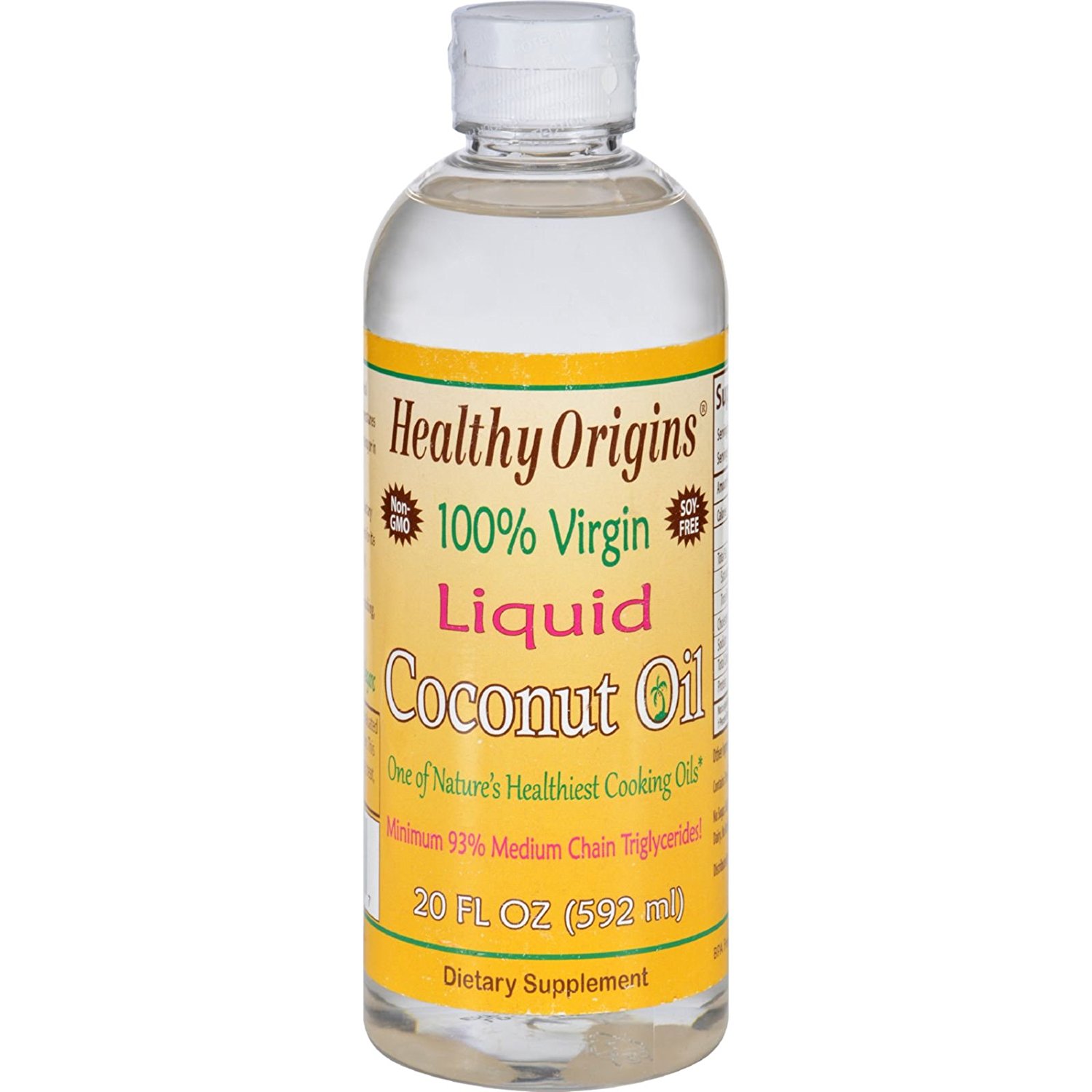 Healthy Origins Coconut Oil - Liquid - 100 Percent Virgin - 20 oz - Gluten Free - Non GMO - Soy Free - Healthiest Cooking Oil