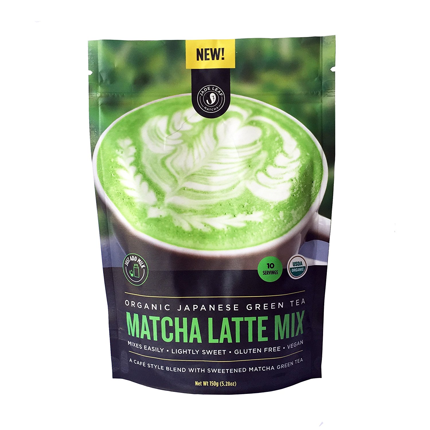 Jade Leaf - Organic Japanese Matcha Latte Mix - Make Delicious Matcha Green Tea Powder Lattes at Home [150g pouch]