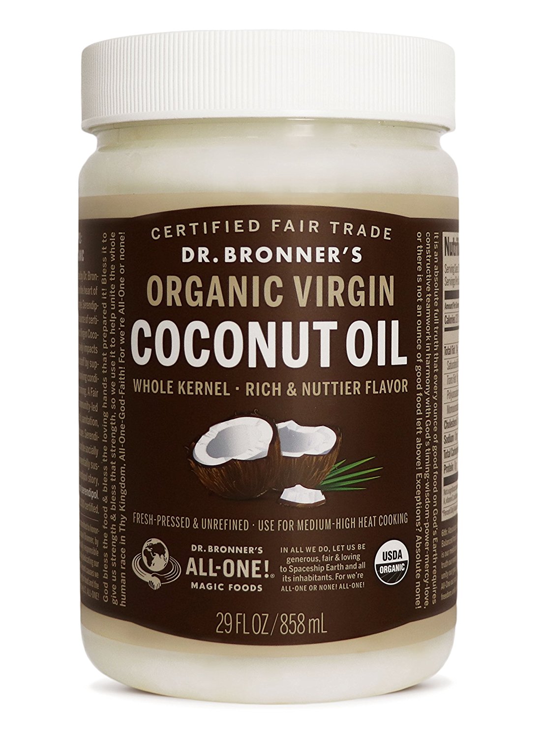 Dr. Bronner's - Fresh-Pressed Virgin Coconut Oil Whole Kernel Unrefined ...