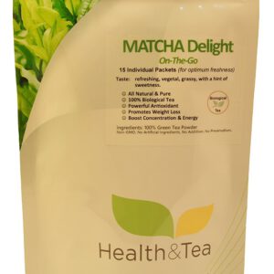 Matcha Delight Green Tea Powder - Powerful Antioxidant - 15 On-The-Go Packets