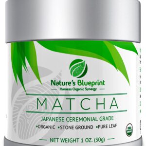 Nature's Blueprint Organic Japanese Matcha Green Tea Powder (1 oz Tin) - Ceremonial Grade