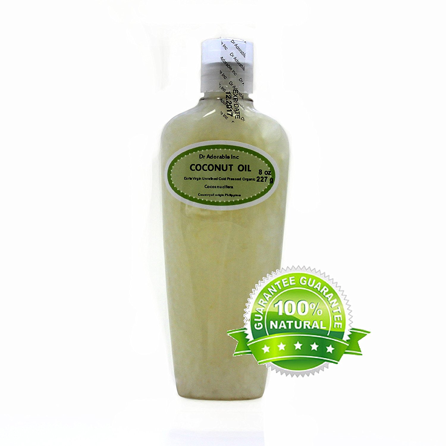 Extra Virgin Coconut Oil Unrefined Organic Pure by Dr.Adorable 8 oz