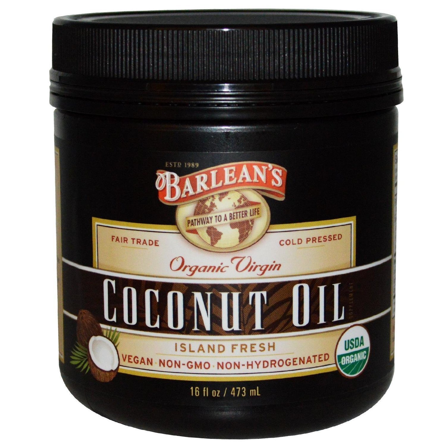 PACK OF 2 - BARLEAN'S Organic Virgin Coconut Oil 16fl.oz. EACH