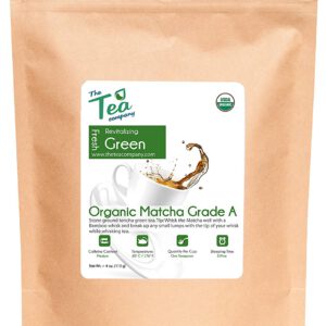 Organic Matcha Grade A Green Tea by The Tea Company - Bulk Powdered Tea - High Antioxidant Levels - Perfect For Smoothies and Cooking - Powder - 4oz